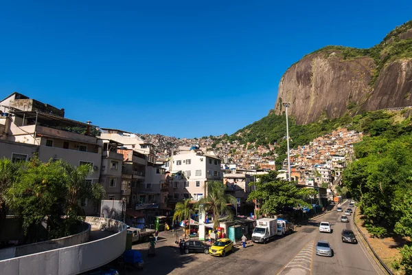 Vista Rocinha Favela Aos Pés Montanha Dois Irmãos Rio Janeiro — Fotografia de Stock