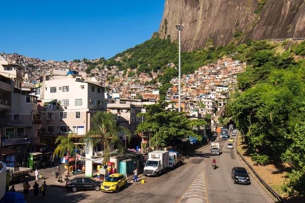 Utsikt Över Rocinha Favela Vid Foten Två Bröder Berget Rio — Stockfoto