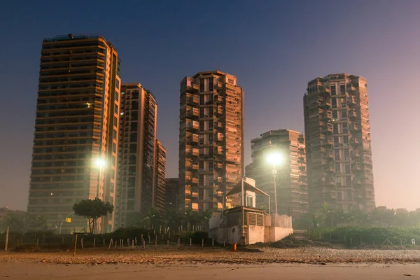 Praia Barra Tijuca Com Apartamento Condomínio Luxo Edifícios Hotel Nascer — Fotografia de Stock