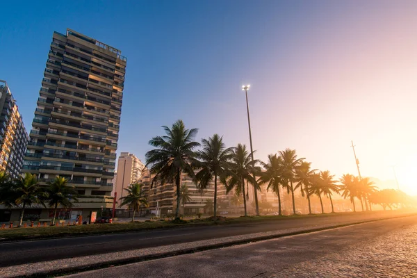 Vacía Avenida Lucio Costa Río Janeiro Amanecer —  Fotos de Stock