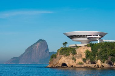 Niteroi, Brazil - June 23, 2022: Oscar Niemeyer's Niteroi Contemporary Art Museum, one of the masterpiece of modern architecture, built in 1996.