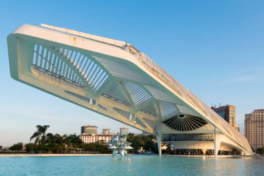 Rio de Janeiro, Brazil - July 14, 2022: The Museum of Tomorrow, a science museum in Rio de Janeiro. Designed by Spanish architect Santiago Calatrava and built next to the waterfront at Pier Maua.