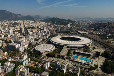 Rio de Janeiro, Brazil - August 4, 2022: Aerial view of the world famous Maracana stadium 