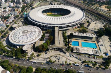 Rio de Janeiro, Brazil - August 4, 2022: Aerial view of the world famous Maracana stadium.