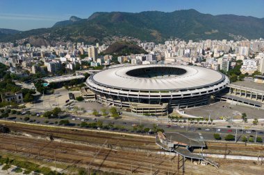 Rio de Janeiro, Brazil - August 4, 2022: Aerial view of the world famous Maracana stadium.