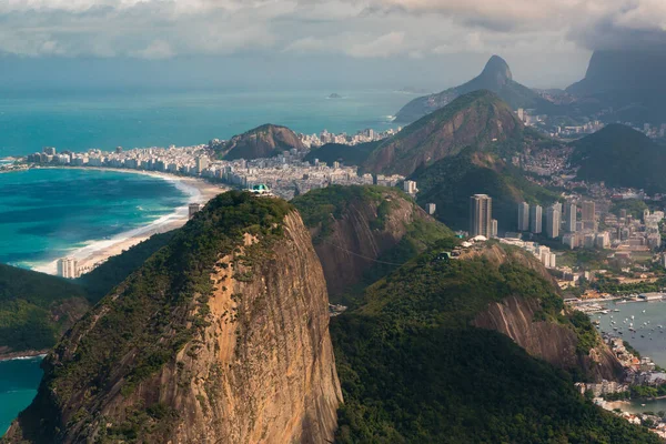 Aerial View Rio Janeiro Sugarloaf Mountain Copacabana Beach — Foto de Stock