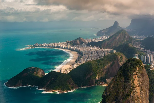Вид Воздуха Рио Жанейро Сахарной Бухты Пляжа Копакабана — стоковое фото