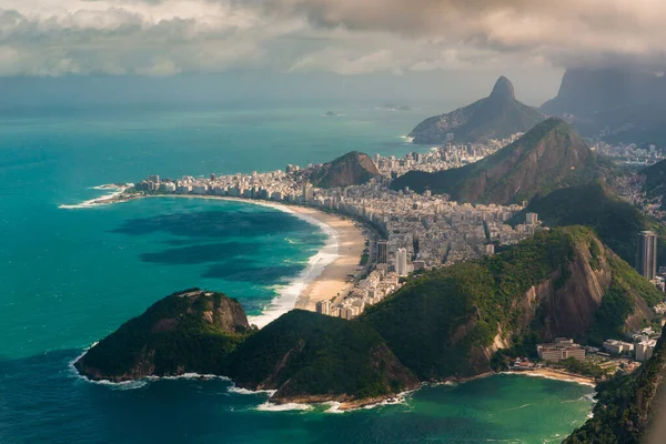 Aerial View Rio Janeiro Mountains Copacabana Beach — Stock Fotó
