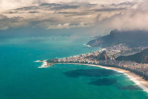 Aerial View Rio Janeiro Mountains Copacabana Beach — 스톡 사진