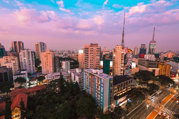 Utsikt Över Sao Paulo City Vid Skymningen — Stockfoto