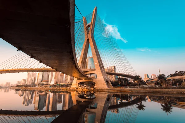 Октавіо Фріас Олівейра Міст Сан Паулу Пам Яткою Міста — стокове фото