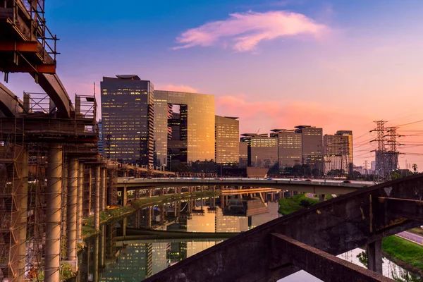 Moderna Kontorsbyggnader Nära Floden Pinheiros Sao Paulo City Brasilien — Stockfoto