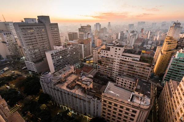 Flygfoto Över Byggnader Sao Paulo Vid Soluppgången — Stockfoto