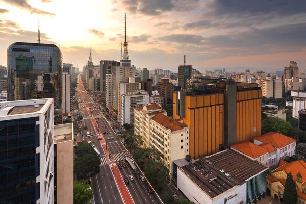 Vista Aérea Dos Edifícios Avenida Paulista Cidade São Paulo Pelo — Fotografia de Stock