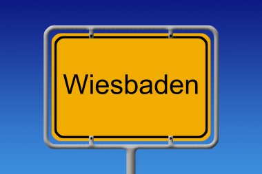 ortsschild wiesbaden - şehir işareti wiesbaden