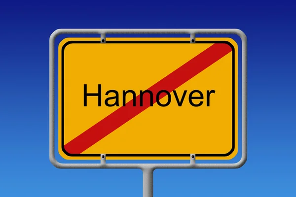 Ortsschild ortsausgang hannover - ciudad signo limitar hannover —  Fotos de Stock