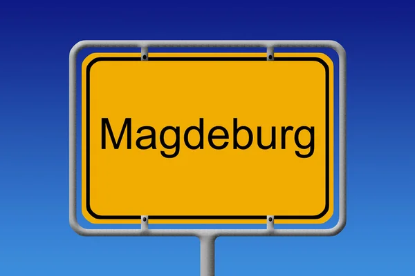 Ortsschild magdeburg - stad teken magdeburg — Stockfoto