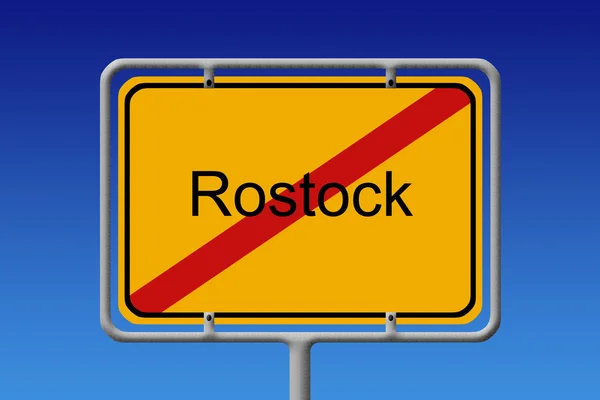 Ortsschild ortsausgang rostock - znak města omezit rostock — Stock fotografie