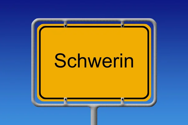 Ortsschild schwerin - stadtschild schwerin — Stockfoto