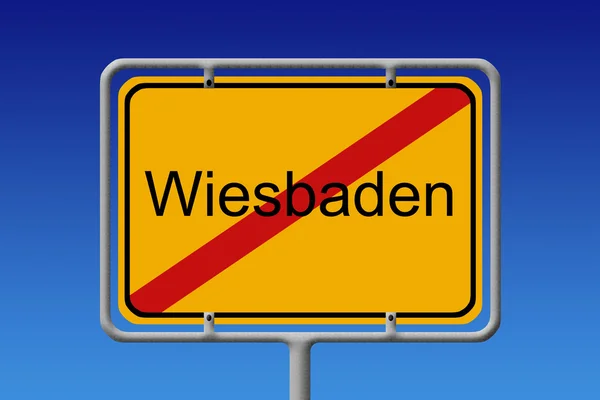 Ortsschild ortsausgang wiesbanden - staden tecken staden gräns wiesbad — Stockfoto