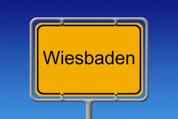 Ortsschild ヴィースバーデン - 都市記号ヴィースバーデン — ストック写真