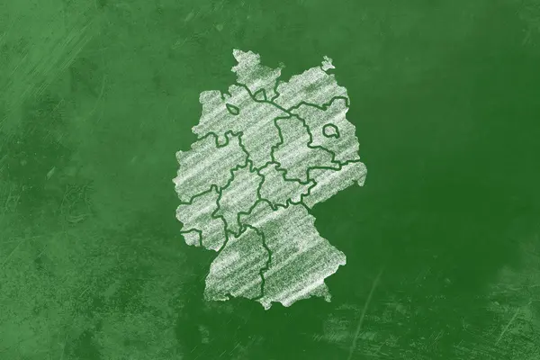 Germany with federal states on a blackboard — Stock Photo, Image