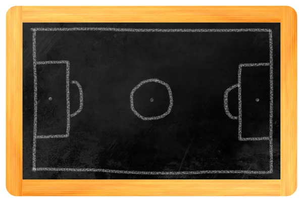 Soccer field chalk on blackboard — Stock Photo, Image