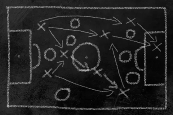 Soccer tactics chalk on blackboard — Stock Photo, Image