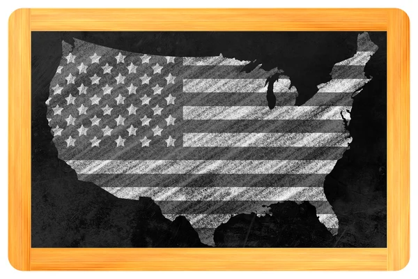 EUA moldaram-nos bandeira em um quadro negro — Fotografia de Stock
