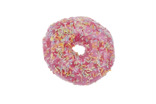 Donut mit rosa Glasur isoliert — Stockfoto