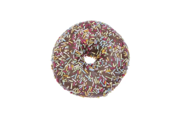 Donut mit Schokoladenglasur isoliert — Stockfoto