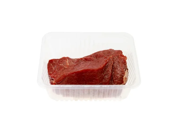 Raw Beef in Plastic Dish — Stock Photo, Image