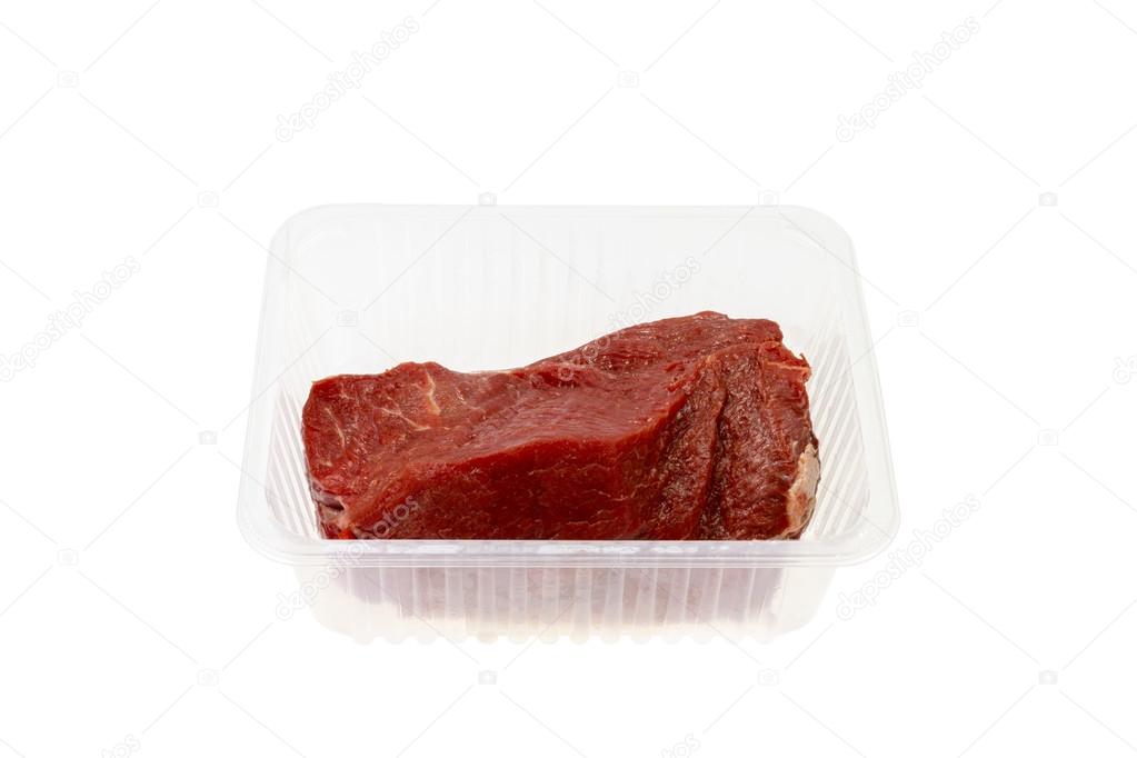 Raw Beef in Plastic Dish