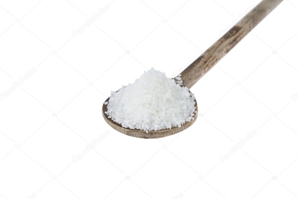 Sea Salt on wooden Spoon