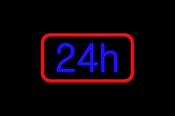 Neon Sign 24h — Stock Photo, Image