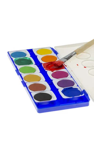 Paintbox with Brush — Stock Photo, Image