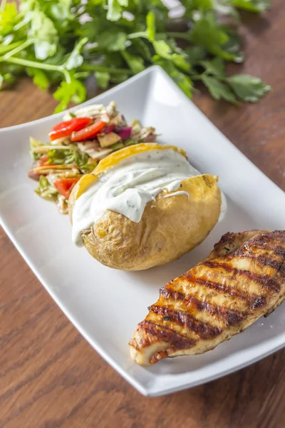 Grilled Chicken with baked potato — Stock Photo, Image