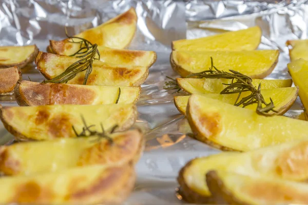 Potato Wedges on tray — Stock Photo, Image