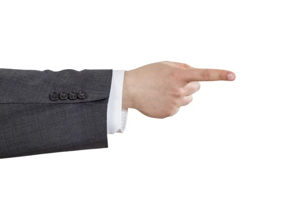 Business man arm with pointing index finger — Stock Photo, Image