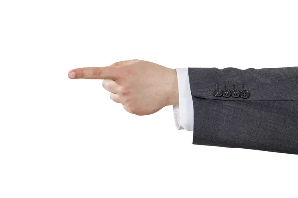 Business man arm with pointing index finger — Stock Photo, Image