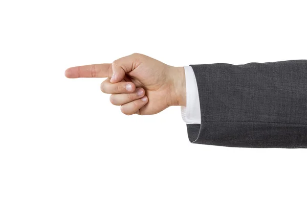 Business man arm with pointing index finger — Stock Photo, Image