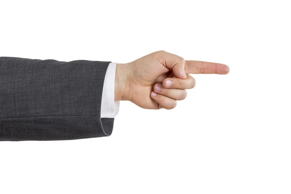 Homem de negócios braço com indicador apontando dedo — Fotografia de Stock