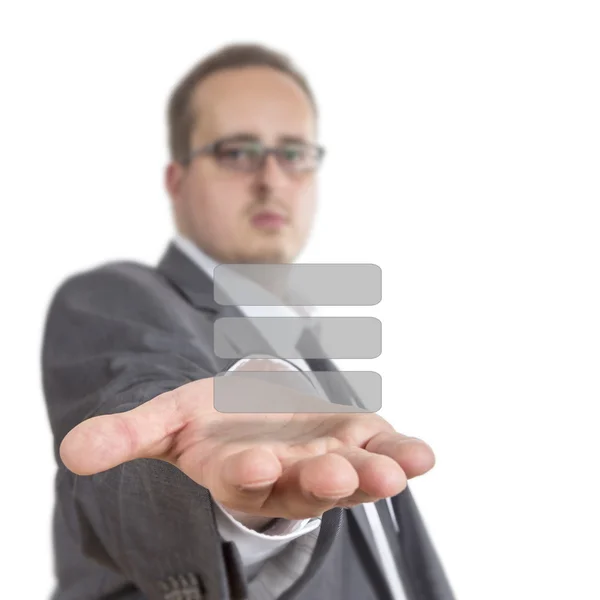 Business man holding coloured list — Stock Photo, Image