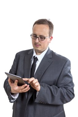 tablet bilgisayar ile iş adamı