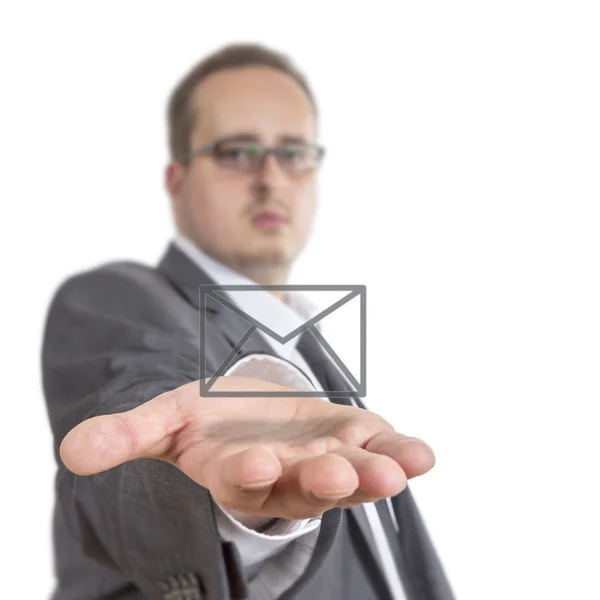 Business man holding envelope Symbol — Stock Photo, Image