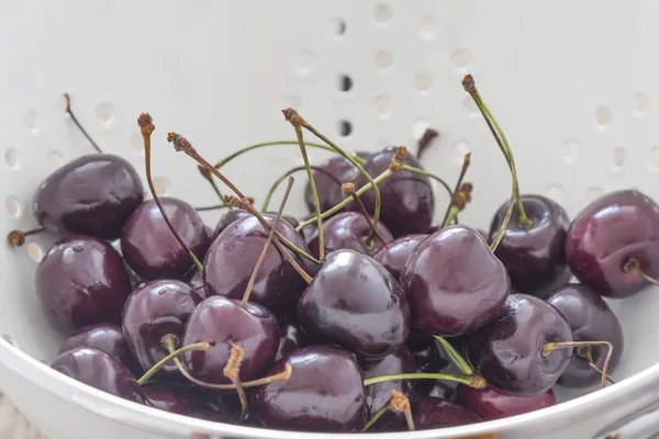 Fresh Cherries in a Sieve — Stock Photo, Image