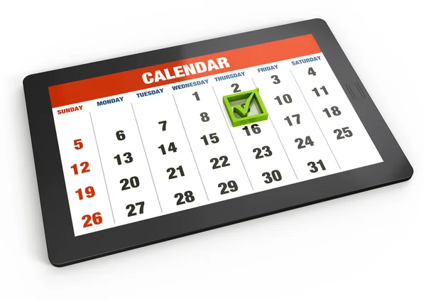 Calendario su tablet — Foto Stock
