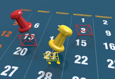 Page of calendar with push pin clipart