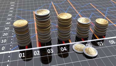 Haritalar ve madeni paralarla finansal anlaşma.