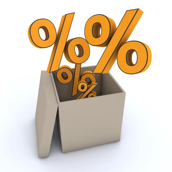 Símbolos por cento na caixa — Fotografia de Stock